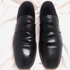 Salvatore Ferragamo Black Leather Slip On Loafers Mens 13 Luxury Designer Shoes